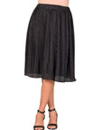 Elegant Accordion Pleated Elastic Waistband Party Midi Skirt