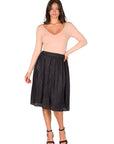 Elegant Accordion Pleated Elastic Waistband Party Midi Skirt