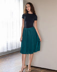 Elegant Accordion Pleated Elastic Waistband Party Midi Skirt