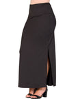 Versatile Side Slit Elastic Waist Maxi Skirt