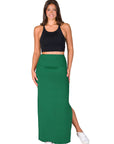 Versatile Side Slit Elastic Waist Maxi Skirt