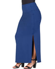 Versatile Side Slit Elastic Waist Maxi Skirt