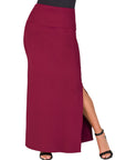Versatile Side Slit Elastic Waist Maxi Skirt