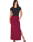 Versatile Side Slit Elastic Waist Maxi Skirt