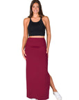 Versatile Side Slit Elastic Waist Maxi Skirt