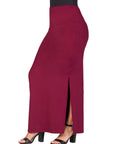 Versatile Side Slit Elastic Waist Maxi Skirt