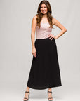 24seven Comfort Apparel Womens Elastic Waist A Line Maxi Skirt