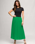 24seven Comfort Apparel Womens Elastic Waist A Line Maxi Skirt