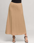 24seven Comfort Apparel Womens Elastic Waist A Line Maxi Skirt