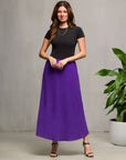 24seven Comfort Apparel Womens Elastic Waist A Line Maxi Skirt