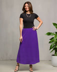 24seven Comfort Apparel Womens Elastic Waist A Line Maxi Skirt