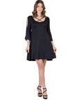 Womens Knee Length Cold Shoulder Dress