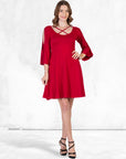 Womens Knee Length Cold Shoulder Dress