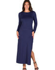 Long Sleeve Side Slit Fitted Maxi Dress