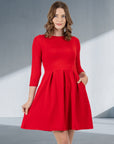 Perfect Long Sleeve Fit and Flare Pocket Dress For Women
