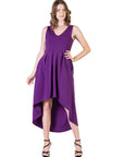 Womens Sleeveless Fit N Flare High Low Dress