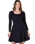 Womens Long Sleeve Knee Length Skater Dress