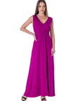 V Neck Sleeveless Maxi Dress with Belt