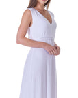 V Neck Sleeveless Maxi Dress with Belt