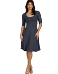 A Line Knee Length Dress with Elbow Length Sleeves