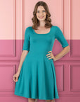 A Line Knee Length Dress with Elbow Length Sleeves