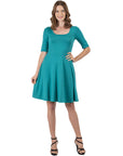 A Line Knee Length Dress with Elbow Length Sleeves