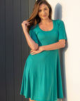 A Line Knee Length Dress with Elbow Length Sleeves