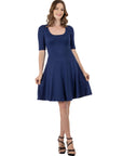 A Line Knee Length Dress with Elbow Length Sleeves