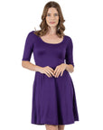 A Line Knee Length Dress with Elbow Length Sleeves