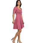 A Line Knee Length Dress with Elbow Length Sleeves