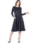 Midi Length Fit N Flare Pocket Dress
