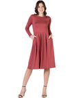 Midi Length Fit N Flare Pocket Dress