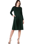 Midi Length Fit N Flare Pocket Dress