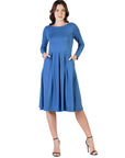 Midi Length Fit N Flare Pocket Dress