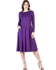 Midi Length Fit N Flare Pocket Dress