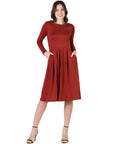 Midi Length Fit N Flare Pocket Dress