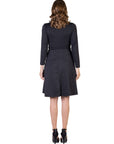 Chic V-Neck Long Sleeve Belted Dress