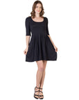 Three Quarter Sleeve Fit and Flare Mini Dress