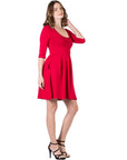 Three Quarter Sleeve Fit and Flare Mini Dress
