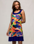 24seven Comfort Apparel Multicolor Scoop Neck Sleeveless Knee Length Dress