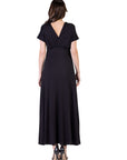 Womens Cap Sleeve V Neck Maxi Dress
