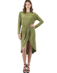 Long Sleeve Dressy Tulip Skirt Knee Length Dress