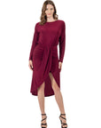 Long Sleeve Dressy Tulip Skirt Knee Length Dress