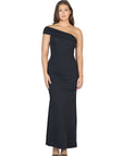 Formal One Shoulder Rouched Mermaid Maxi Dress