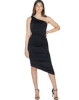 Womens One Shoulder Ruched Bodycon Dress