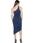 Womens One Shoulder Ruched Bodycon Dress