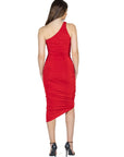 Womens One Shoulder Ruched Bodycon Dress