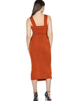Womens Halter Cross Neck Ruched Bodycon Mid Dress