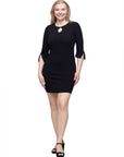 Keyhole Three Quarter Sleeve Mini Dress