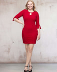 Keyhole Three Quarter Sleeve Mini Dress
